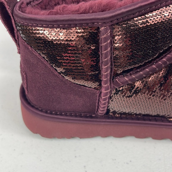 UGG Women's Classic Ultra Mini Mirror Ball Boots Size 6 Color Wild Grape NIB - Picture 7 of 13